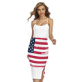 Grunge Flag Of USA Print Cross Back Cami Dress