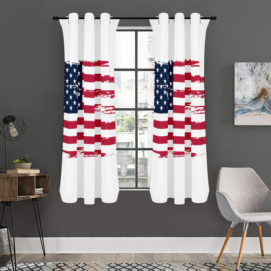 Grunge Flag Of USA Print Curtain