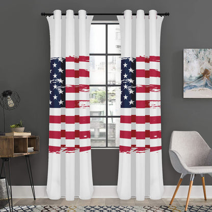 Grunge Flag Of USA Print Curtain