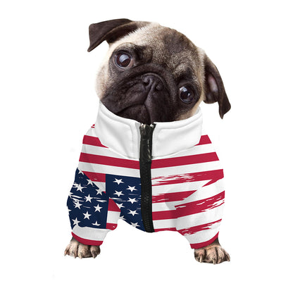 Grunge Flag Of USA Print Dog Zip Up Jacket