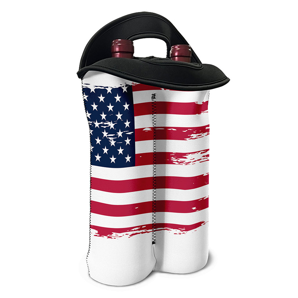 Grunge Flag Of USA Print Double Neoprene Wine Tote