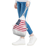 Grunge Flag Of USA Print Drawstring Bag