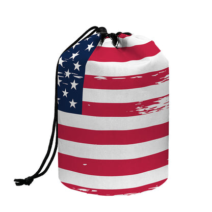 Grunge Flag Of USA Print Drawstring Makeup Bag
