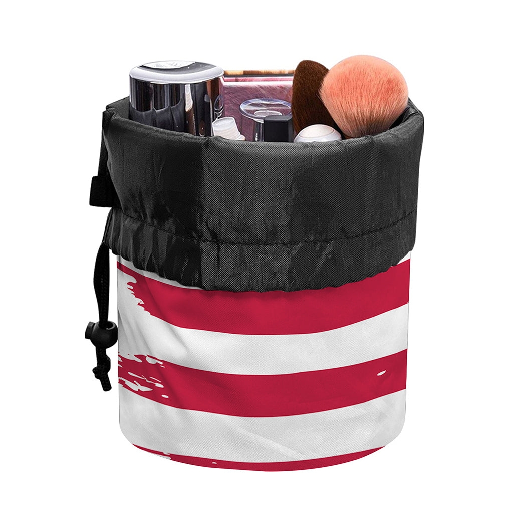 Grunge Flag Of USA Print Drawstring Makeup Bag