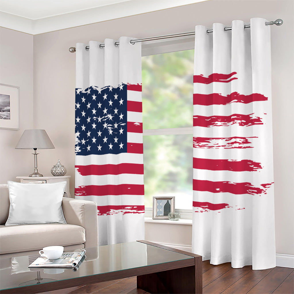 Grunge Flag Of USA Print Extra Wide Grommet Curtains