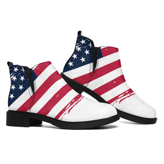 Grunge Flag Of USA Print Flat Ankle Boots