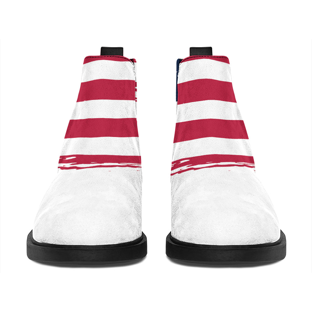 Grunge Flag Of USA Print Flat Ankle Boots