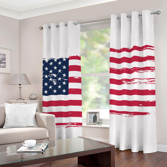 Grunge Flag Of USA Print Grommet Curtains