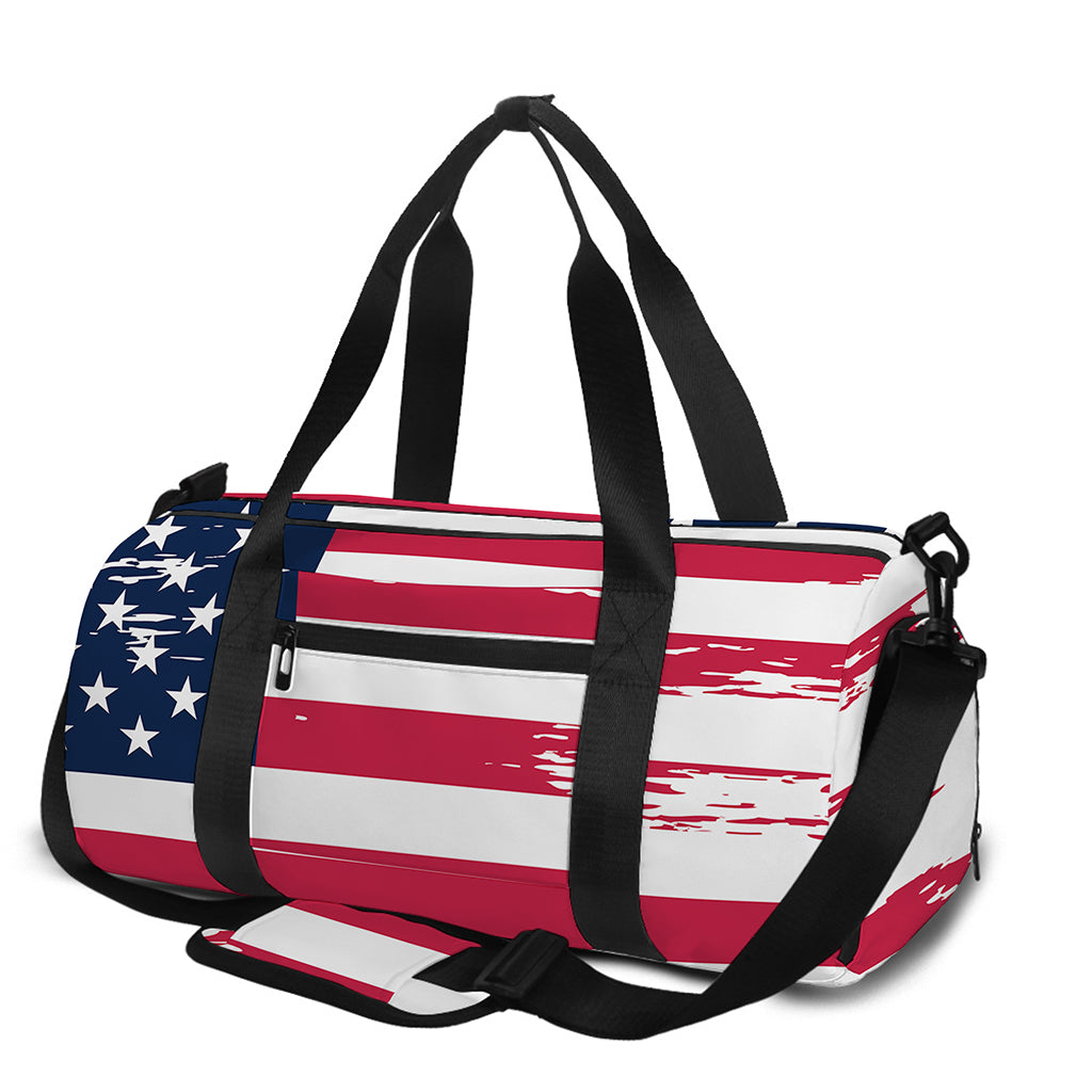 Grunge Flag Of USA Print Gym Bag