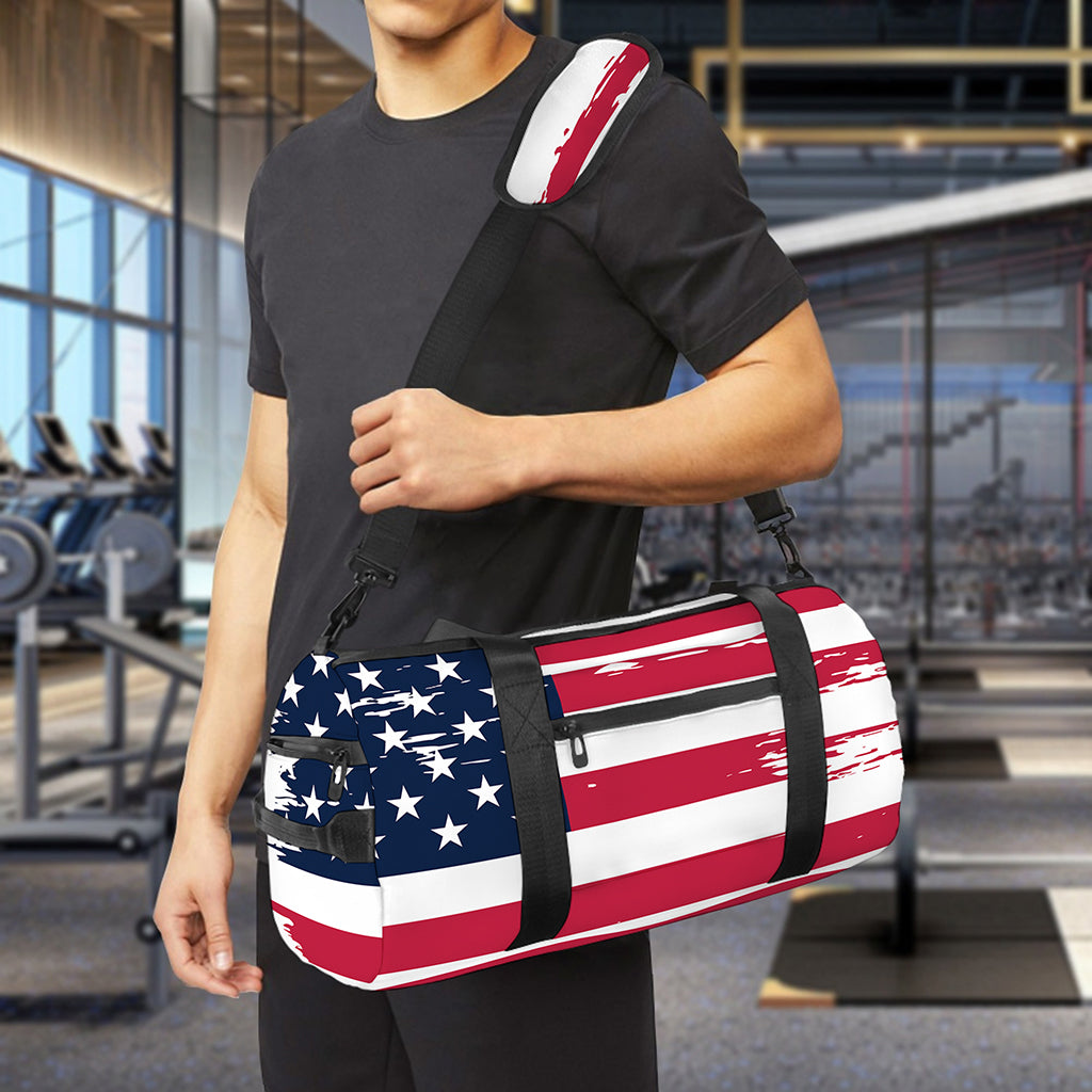Grunge Flag Of USA Print Gym Bag