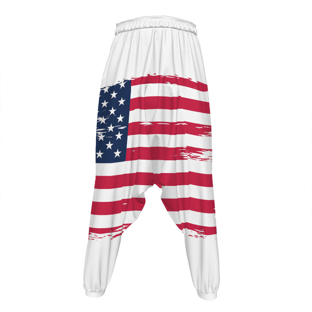 Grunge Flag Of USA Print Hammer Pants