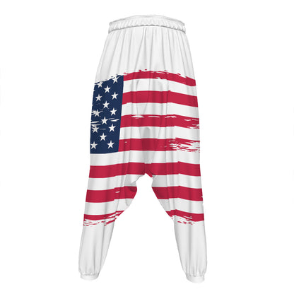 Grunge Flag Of USA Print Hammer Pants