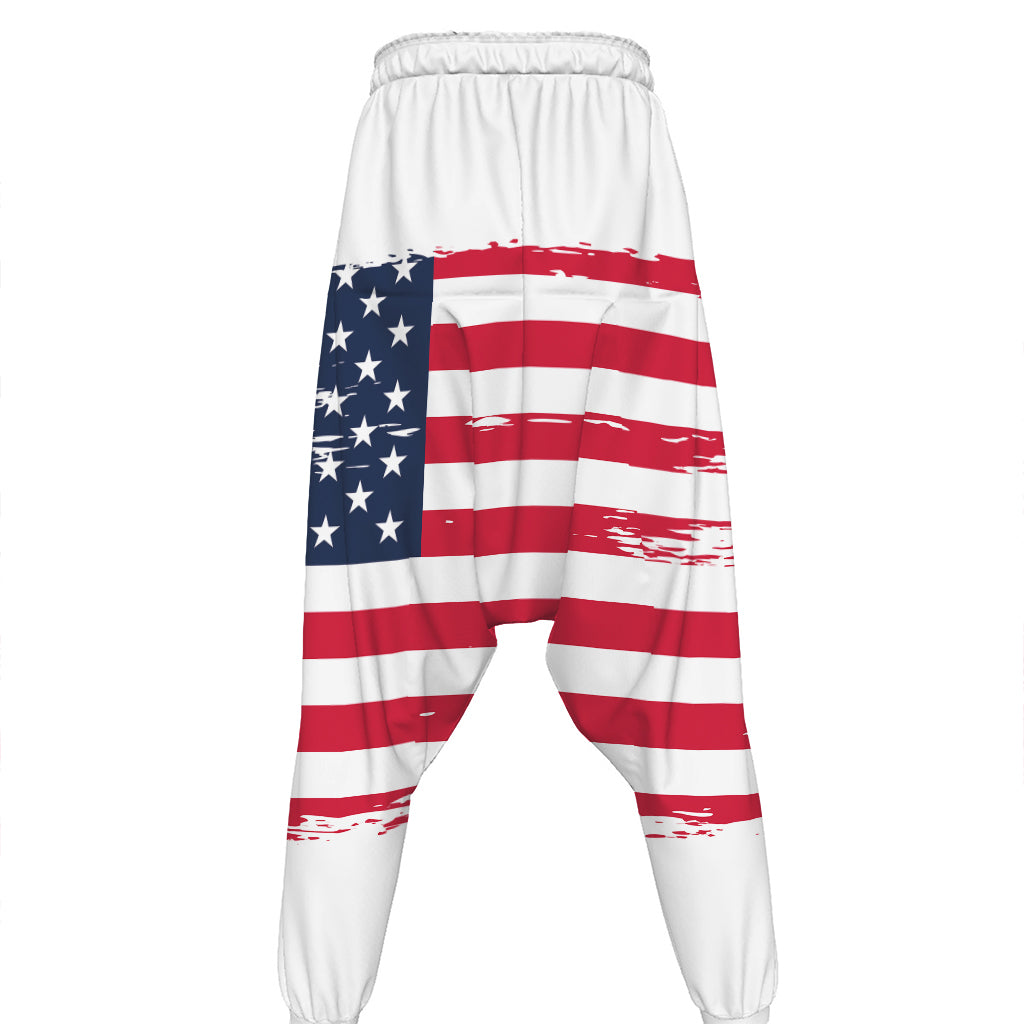Grunge Flag Of USA Print Hammer Pants