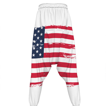 Grunge Flag Of USA Print Hammer Pants
