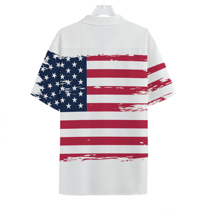 Grunge Flag Of USA Print Hawaiian Shirt