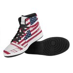 Grunge Flag Of USA Print High Top Leather Sneakers