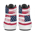 Grunge Flag Of USA Print High Top Leather Sneakers