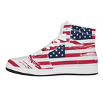Grunge Flag Of USA Print High Top Leather Sneakers