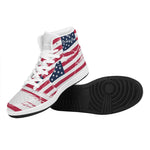 Grunge Flag Of USA Print High Top Leather Sneakers