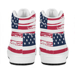 Grunge Flag Of USA Print High Top Leather Sneakers