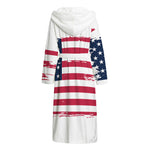 Grunge Flag Of USA Print Hooded Bathrobe