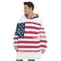 Grunge Flag Of USA Print Hoodie Blanket
