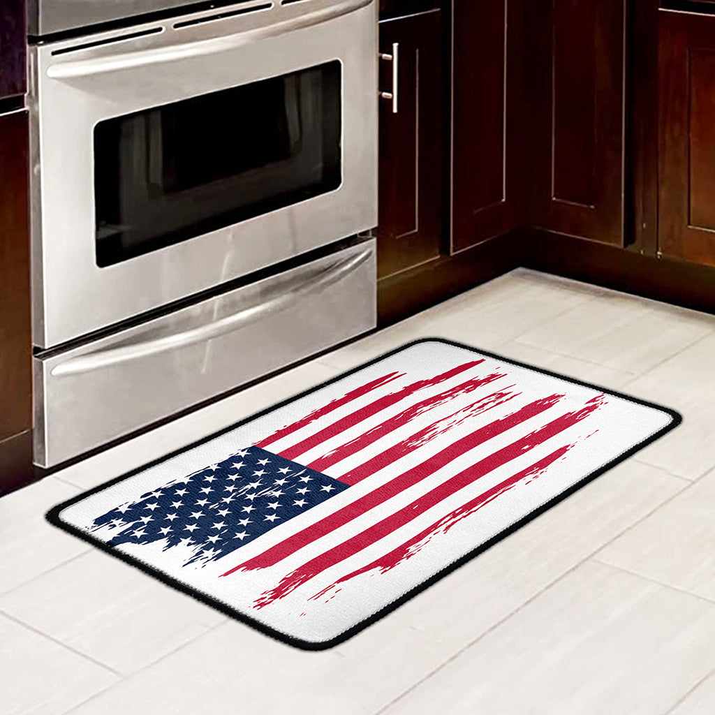 Grunge Flag Of USA Print Kitchen Mat