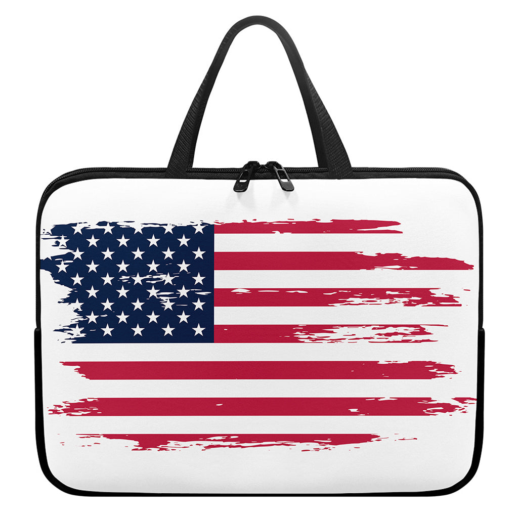 Grunge Flag Of USA Print Laptop Sleeve With Handle