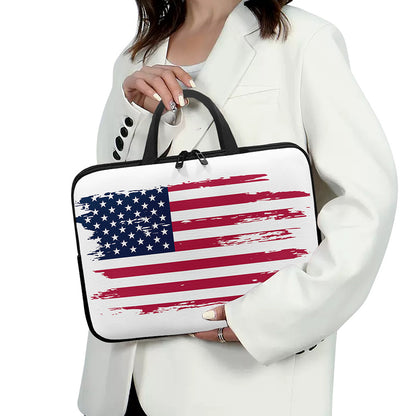 Grunge Flag Of USA Print Laptop Sleeve With Handle
