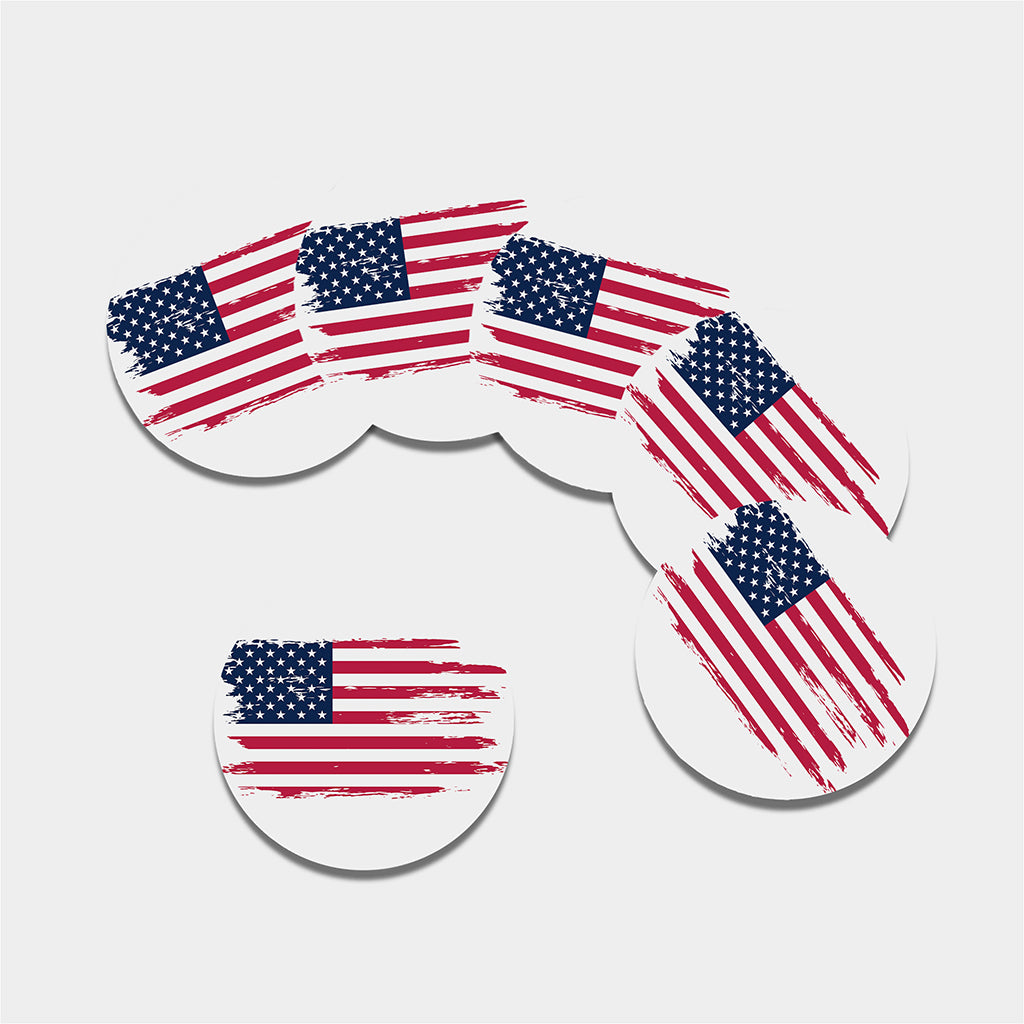 Grunge Flag Of USA Print Leather Coaster Set