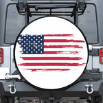 Grunge Flag Of USA Print Leather Spare Tire Cover