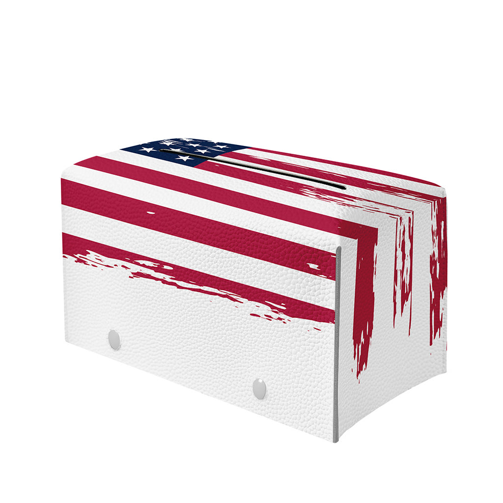 Grunge Flag Of USA Print Leather Tissue Box Cover
