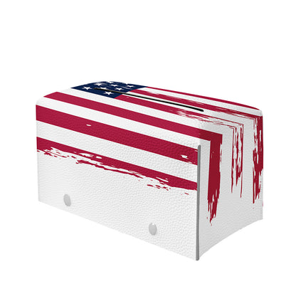 Grunge Flag Of USA Print Leather Tissue Box Cover