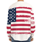 Grunge Flag Of USA Print Long Sleeve Baseball Jersey