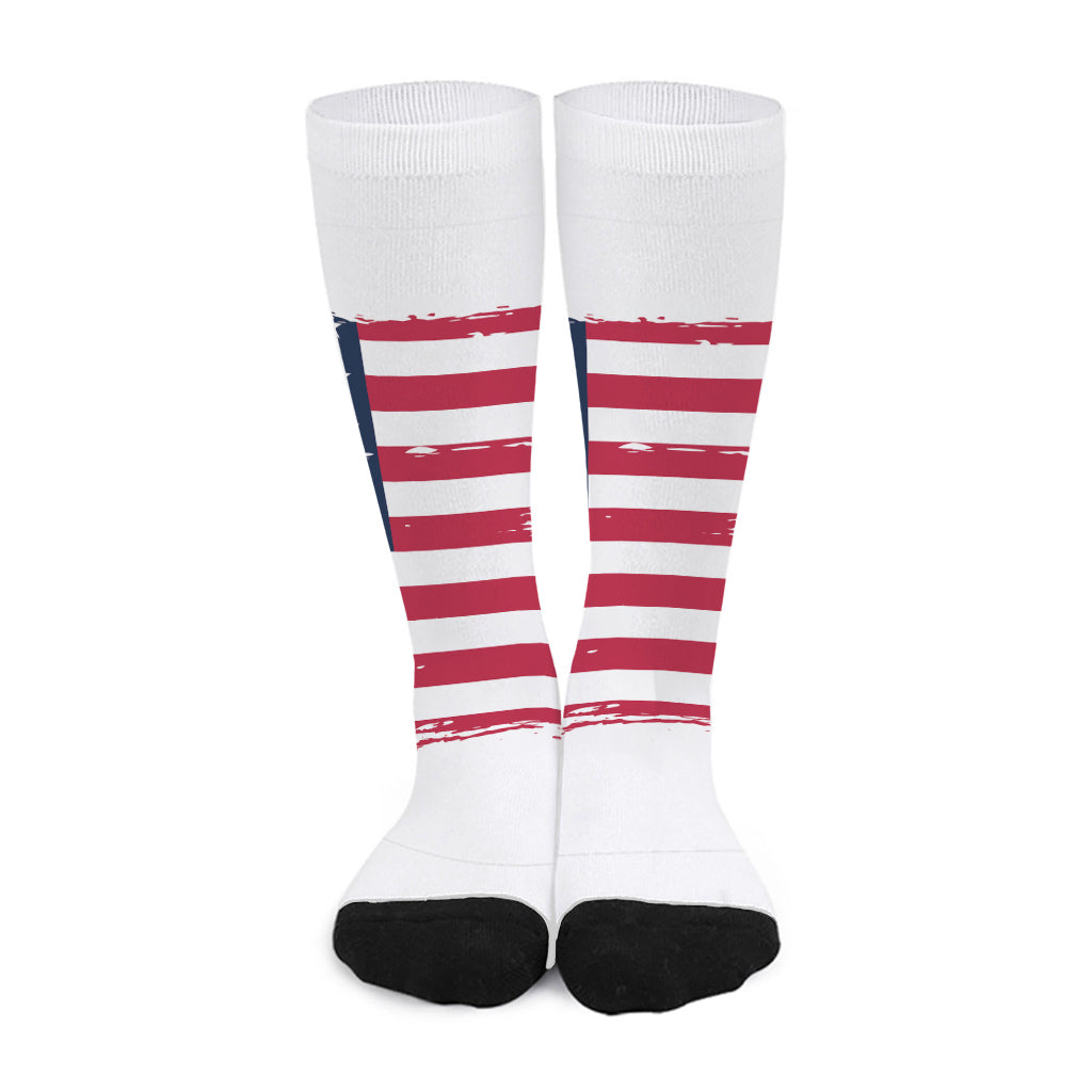 Grunge Flag Of USA Print Long Socks