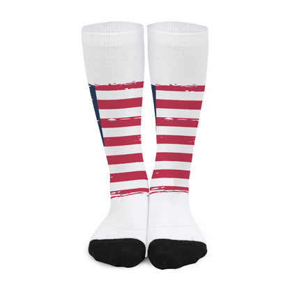 Grunge Flag Of USA Print Long Socks