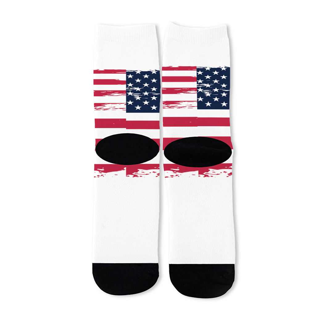 Grunge Flag Of USA Print Long Socks