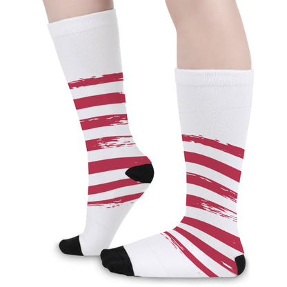 Grunge Flag Of USA Print Long Socks