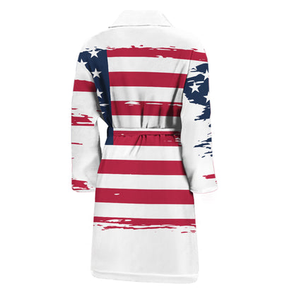 Grunge Flag Of USA Print Men's Bathrobe