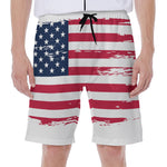 Grunge Flag Of USA Print Men's Beach Shorts