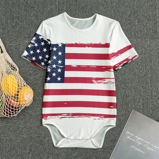 Grunge Flag Of USA Print Men's Bodysuit