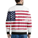 Grunge Flag Of USA Print Men's Bomber Jacket