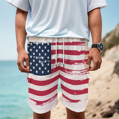 Grunge Flag Of USA Print Men's Cargo Shorts