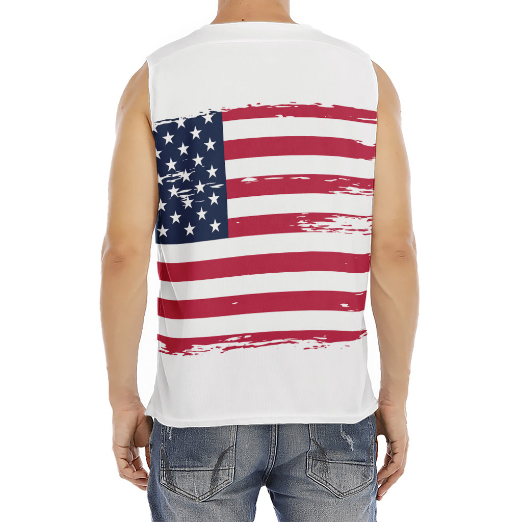 Grunge Flag Of USA Print Men's Fitness Tank Top