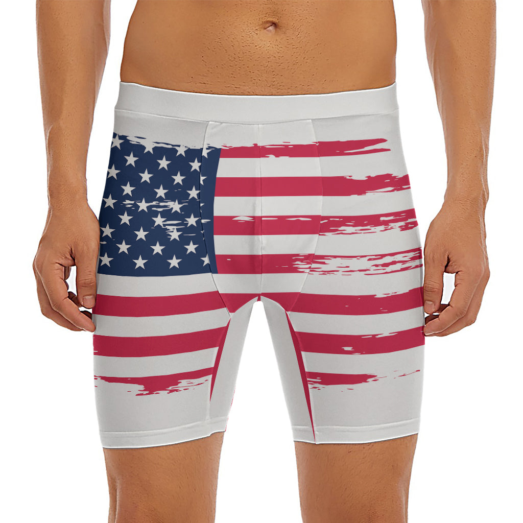 Grunge Flag Of USA Print Men's Long Boxer Briefs