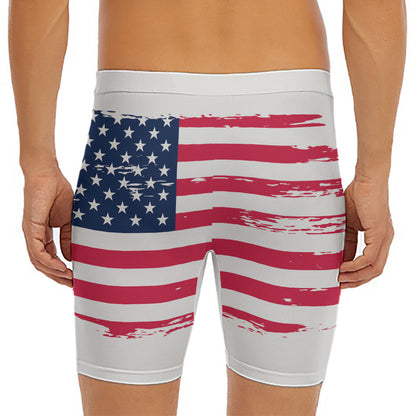 Grunge Flag Of USA Print Men's Long Boxer Briefs