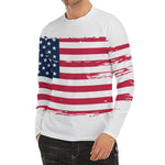 Grunge Flag Of USA Print Men's Long Sleeve Rash Guard