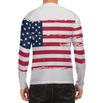Grunge Flag Of USA Print Men's Long Sleeve Rash Guard