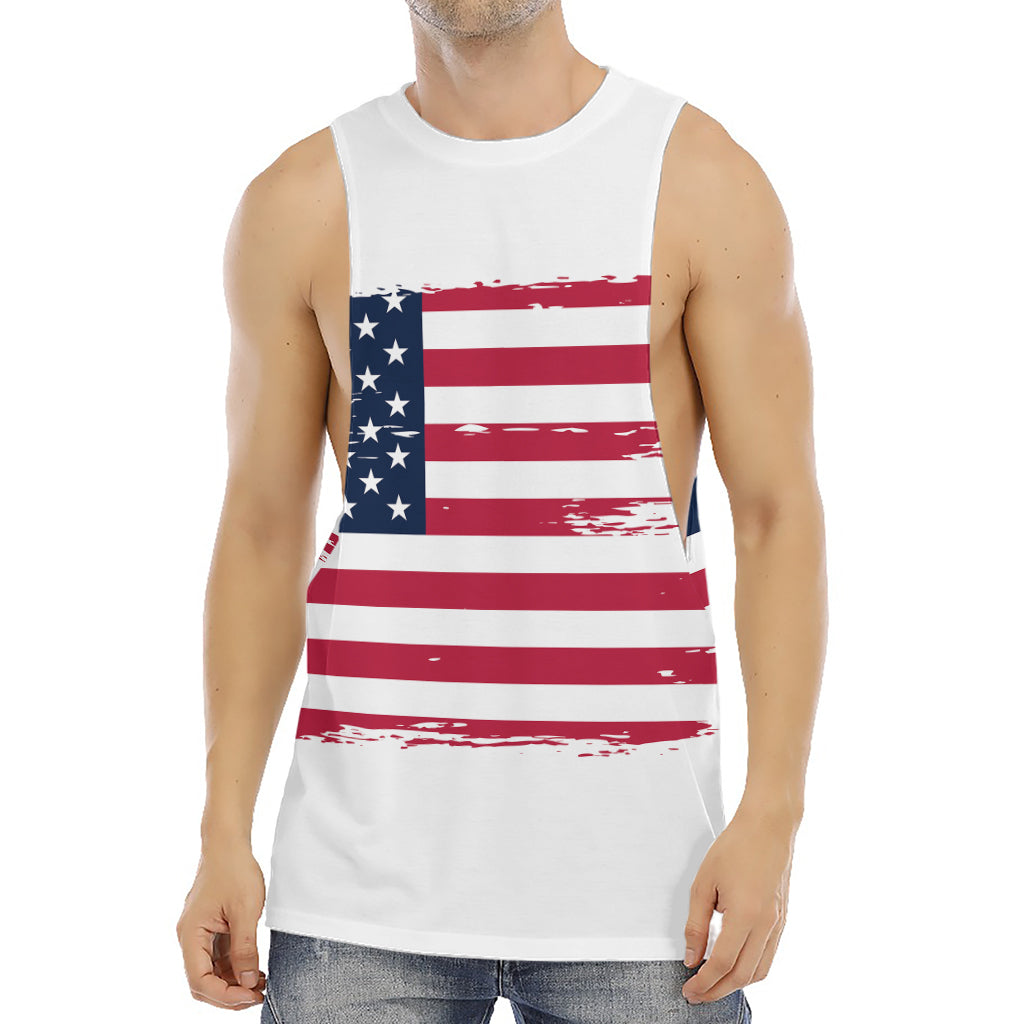Grunge Flag Of USA Print Men's Muscle Tank Top