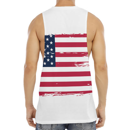 Grunge Flag Of USA Print Men's Muscle Tank Top